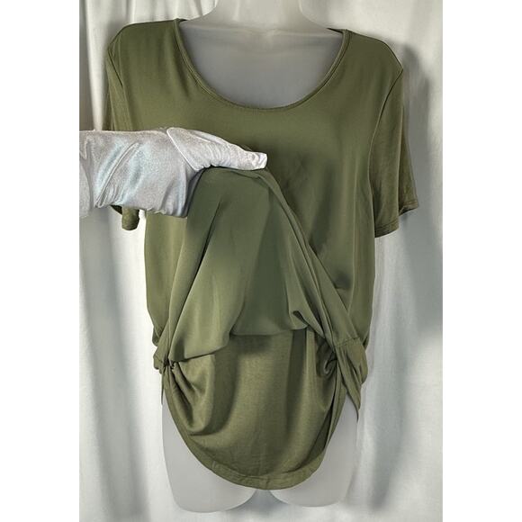 Loft Short Sleeve Mixed Media T-Shirt M Olive Green Casual Minimalists 88-32 - Picture 5 of 12